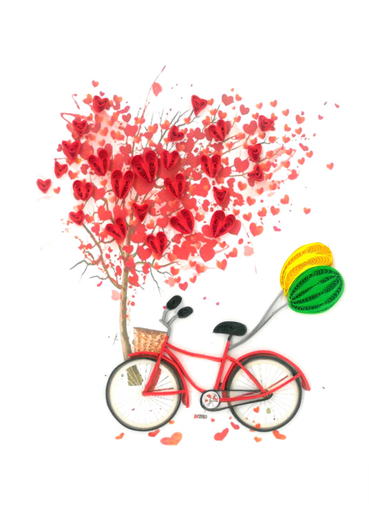 Bicycle Quill Love Card