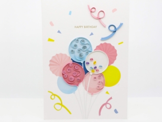 Pink Balloon Quill Birthday Card
