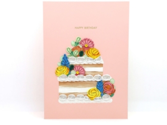 Flower Cake Quill Birthday Card
