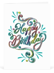 Fancy Text Quill Birthday Card