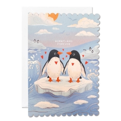 Penguin Hearts Love Card
