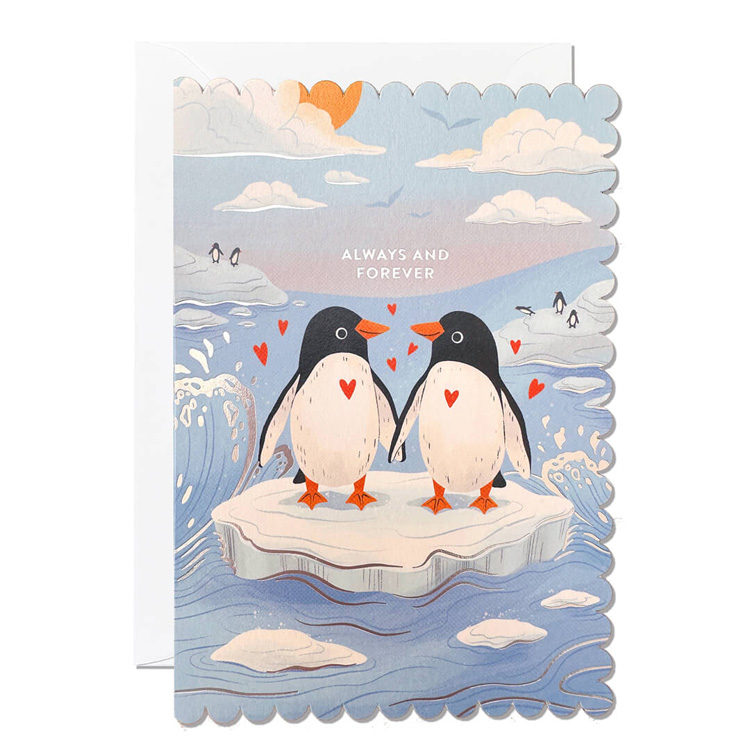 Penguin Hearts Love Card