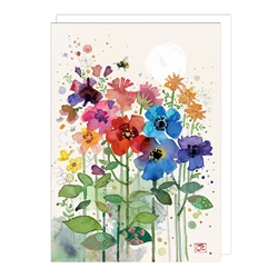 Rainbow Flowers Blank Card 