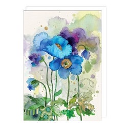 Blue Poppies Blank Card 