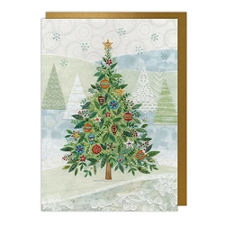 Embroidered Tree Christmas Card Christmas