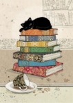 Cat Books Blank Card 
