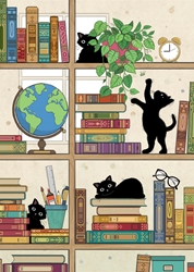 Bookcase Kitties Blank Card