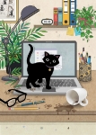 Laptop Kitty Blank Card