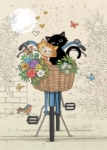 Blank Bike Kitty Greeting Card