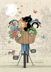 Blank Bike Kitty Greeting Card