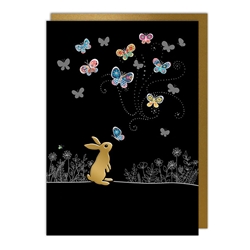 Bunny Butterflies Blank Card 
