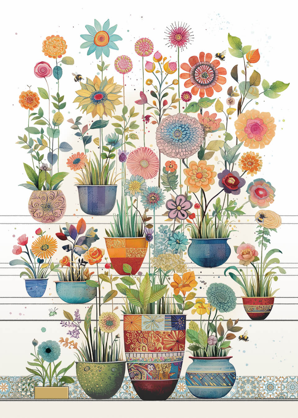 Flower Pots Blank Card