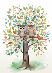 Two Owls Blank Card