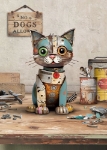 Scrap Metal Cat Greeting Card