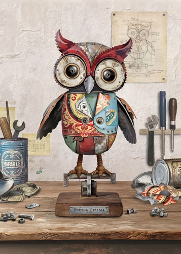 Scrap Metal Owl Greeting Card