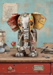 Scrap Metal Elephant Greeting Card
