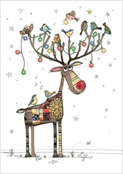 Rudolph Perch Christmas Card 