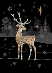Reindeer and Robin Christmas Card Christmas