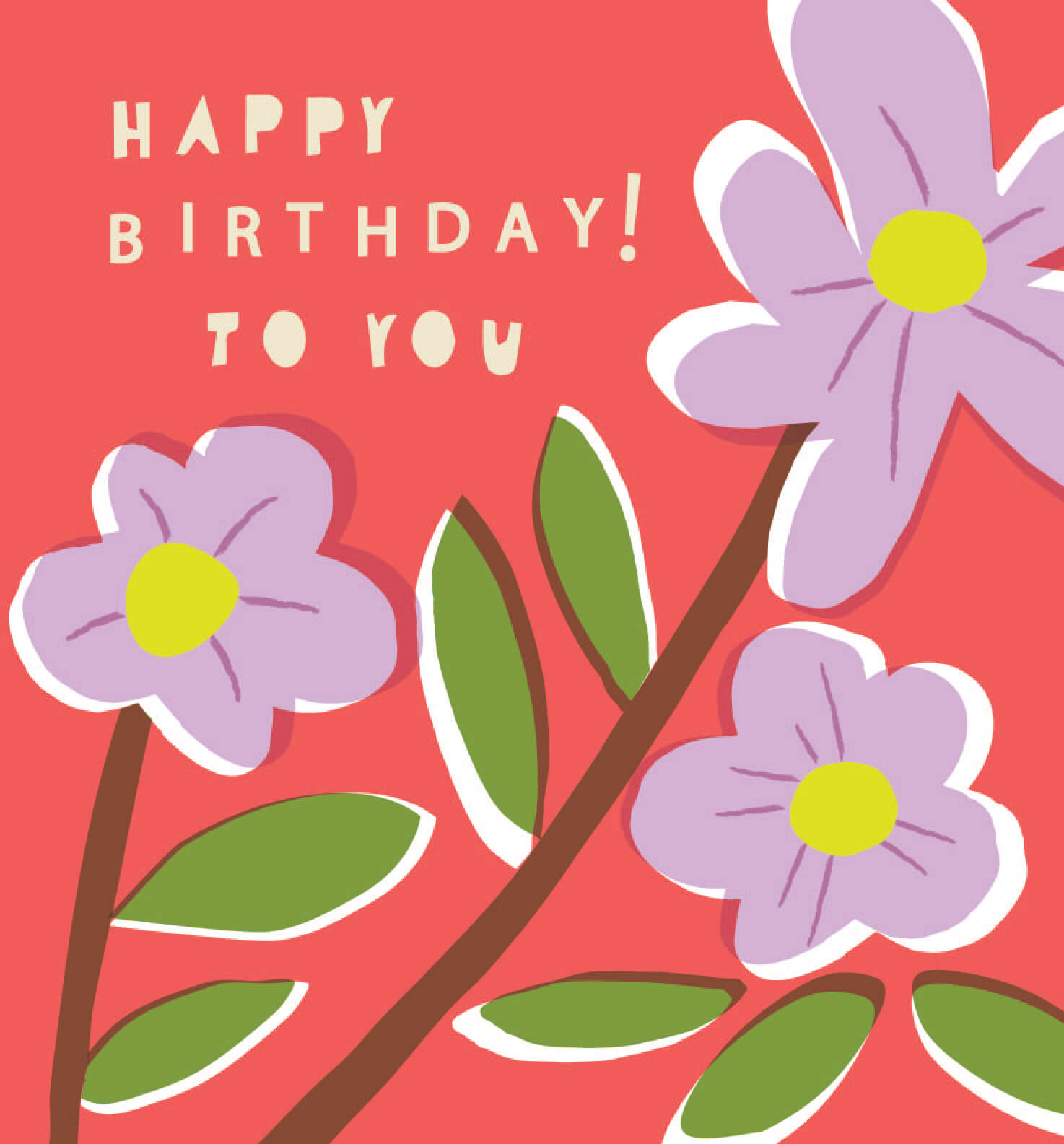 Pink Flowers Birthday Card