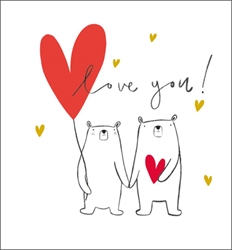 Bears Hearts Love Card 