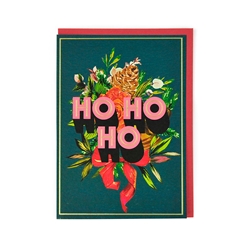 Floral Ho Ho Ho Christmas Card Christmas