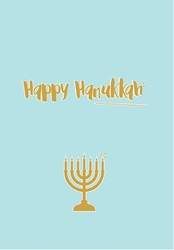 Gold Menorah on Blue Hanukkah Card Christmas