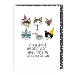 Five Cats Birthday Card 