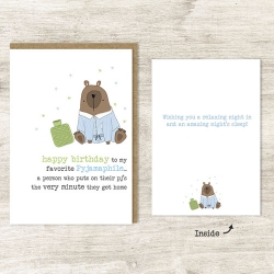 Pajamaphile Birthday Card