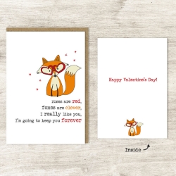 Roses & Foxes Valentines Day Card