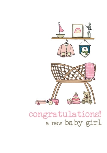 Baby Girl Crib Greeting Card
