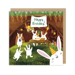 Rabbit Party Birthday Card 