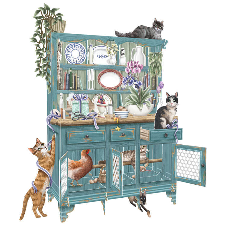 3D Cat Mischief Popup Greeting Card