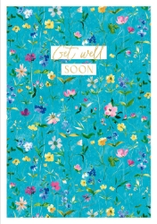Blue Flowers Get Well Greeting Card