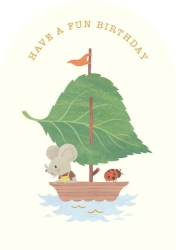 Leaf Boat Birthday Greeting Card