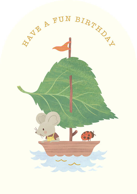Leaf Boat Birthday Greeting Card