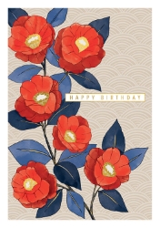 Red Cameilla Birthday Greeting Card