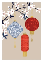 Lantern Blooms Birthday Greeting Card