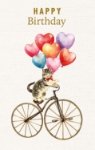 Cat & Bicycle Birthday Greeting Card