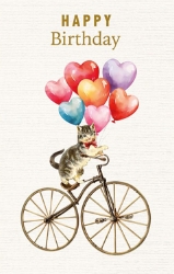 Cat & Bicycle Birthday Greeting Card