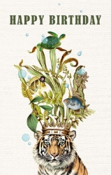Tiger & Crown Birthday Greeting Card
