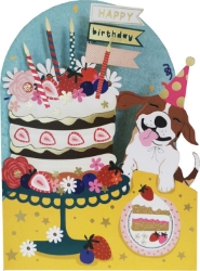 Diecut Dog & Cake Birthday Greeting Card