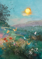 Butterfly Sunset Blank Greeting Card