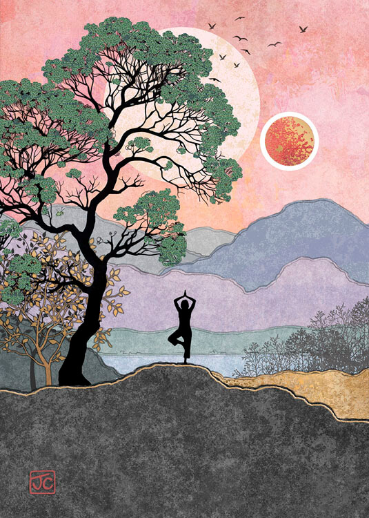 Yoga Mountain Blank Greeting Card