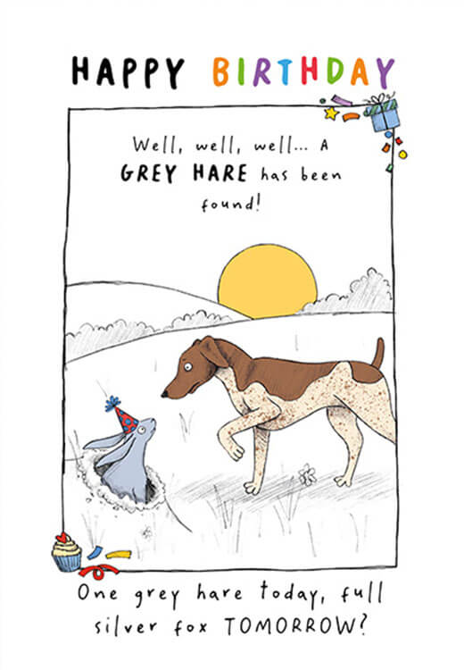 Grey Hare Birthday Greeting Card