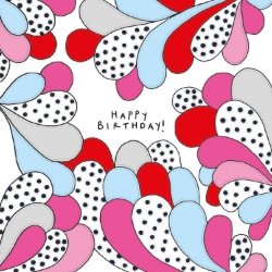 Pink Blue Dots Birthday Greeting Card