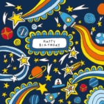 Space Doodle Birthday Greeting Card