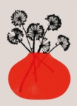 Red & Black Vase Blank Greeting Card