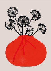 Red & Black Vase Blank Greeting Card