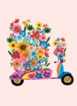 Floral Scooter Blank Greeting Card