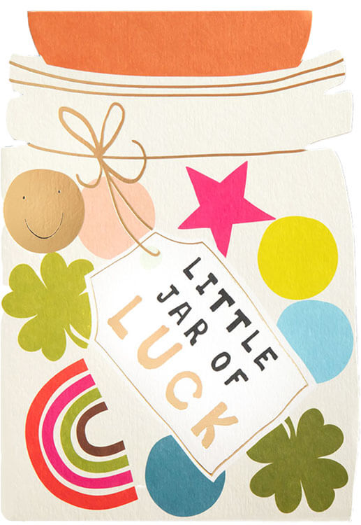 Diecut Luck Jar Good Luck Greeting Card